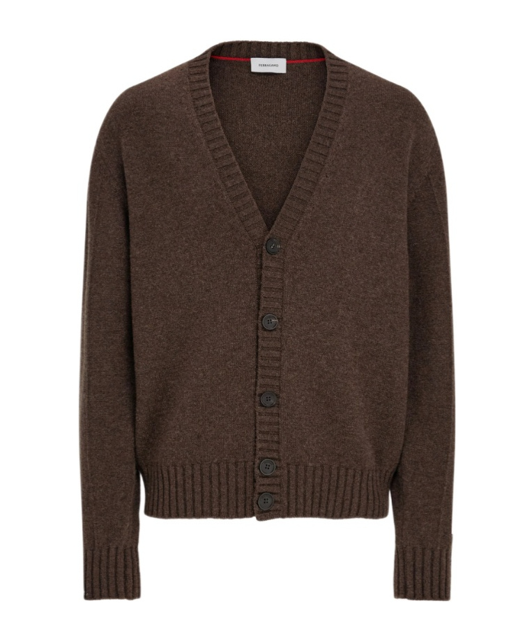 Ferragamo Cashmere Cardigan In Brown
