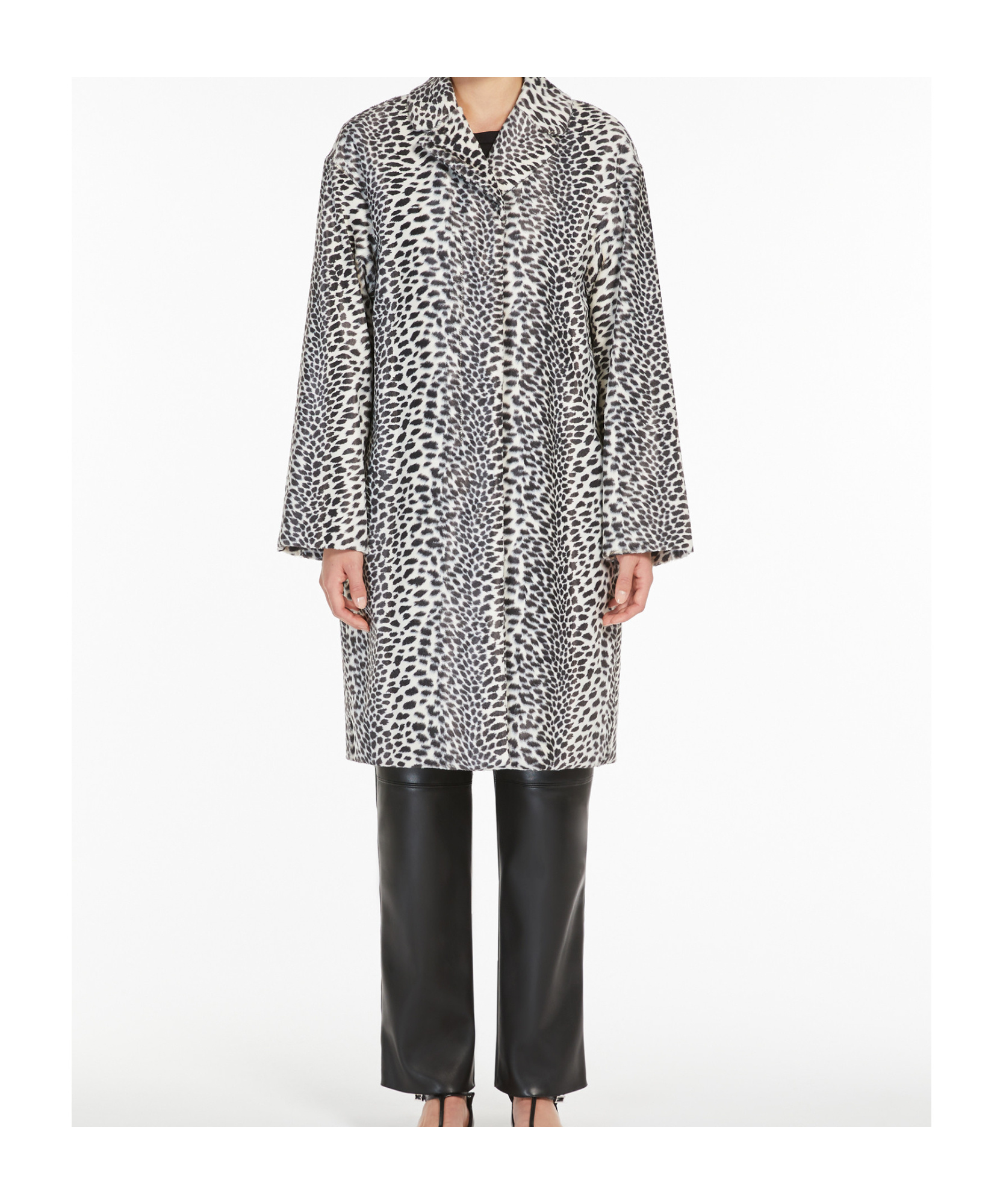 Max Mara Animal-printed Cocoon Style Cotton Coat With Lapel Collar In Multi