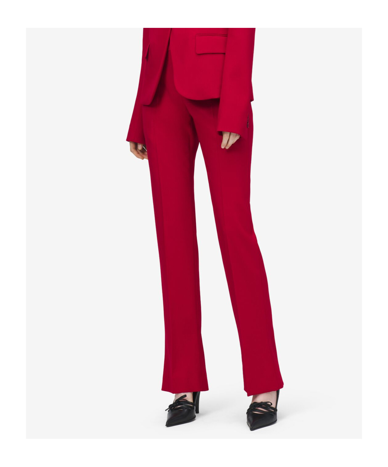 Alexander Mcqueen Women's Grain De Poudre Tailored Trousers In Crimson In Red