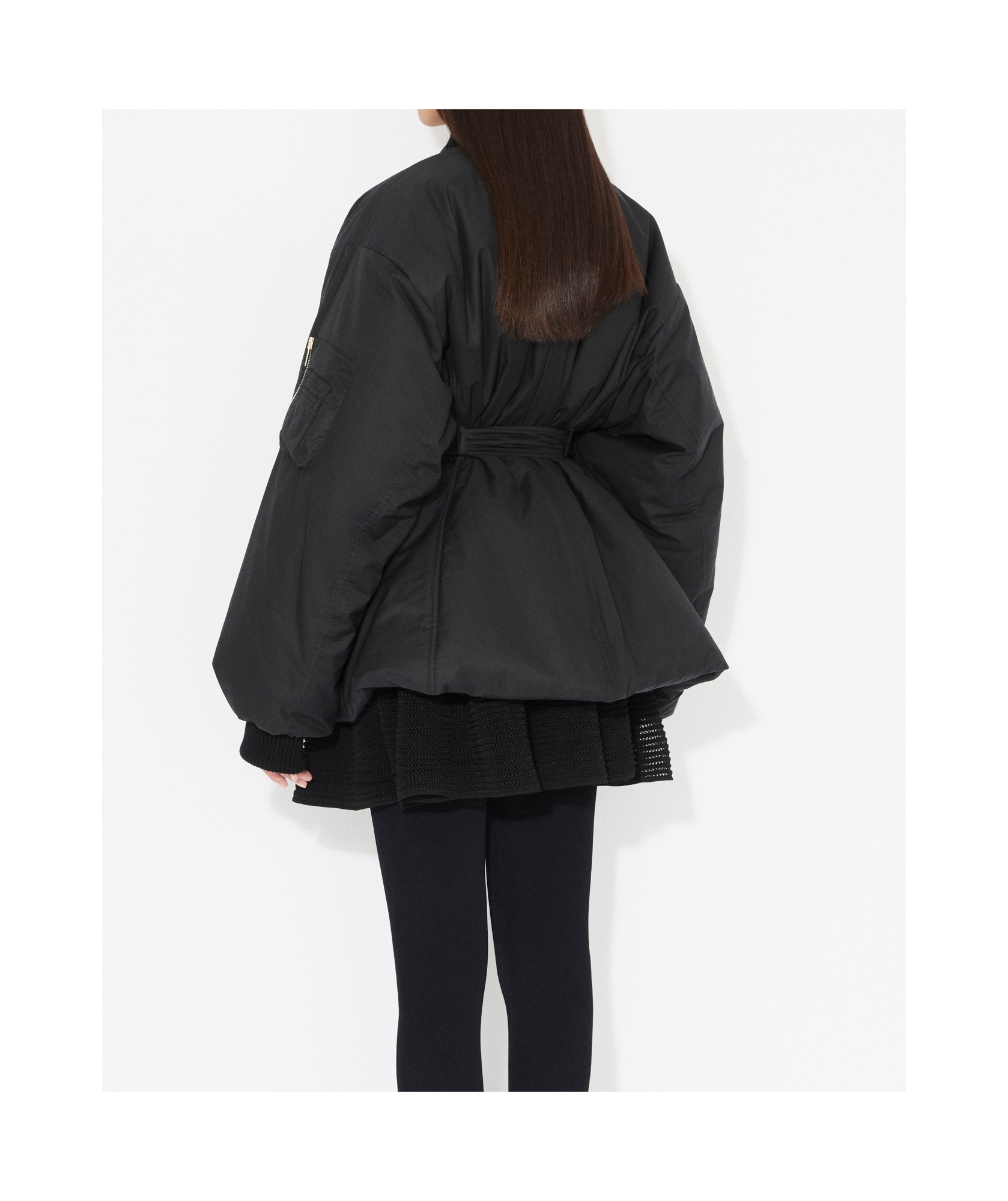 Shop Alaïa Belted Bomber Jacket In Black
