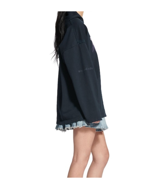 Balenciaga Kim K No Rib Hoodie In Faded Black In Black