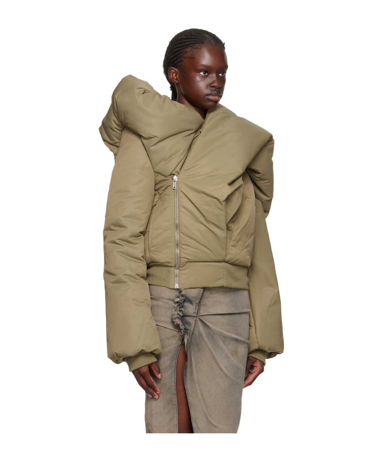 Rick Owens Drkshdw Green Doll Bomber Jacket In Brown