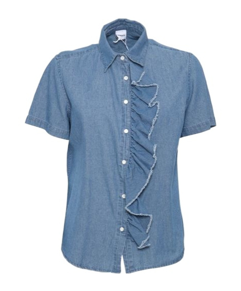ASPESI SHORT SLEEVE RUFFLED DETAIL SHIRT 