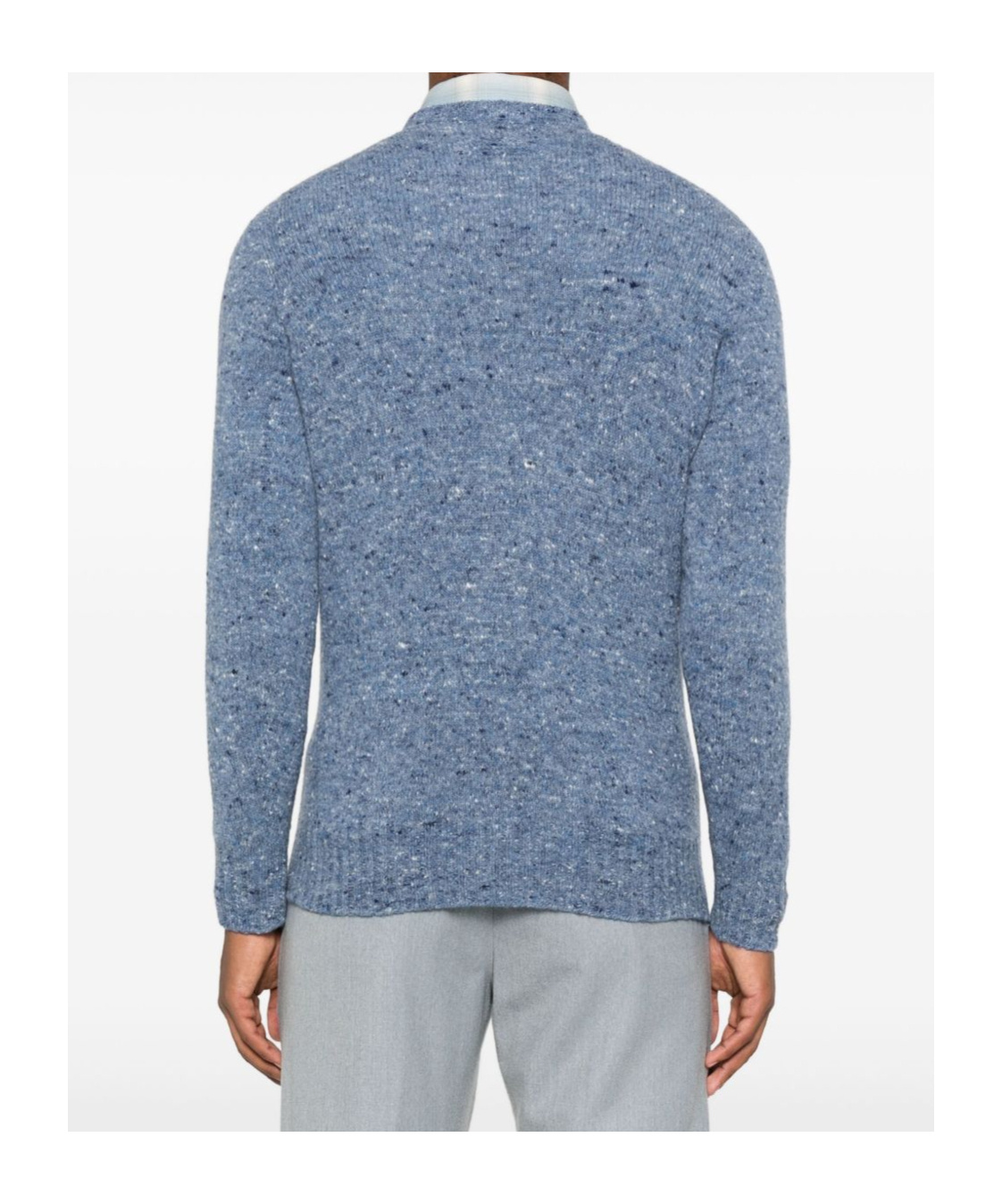 Drumohr Speckled Round-neck Sweater In Blue