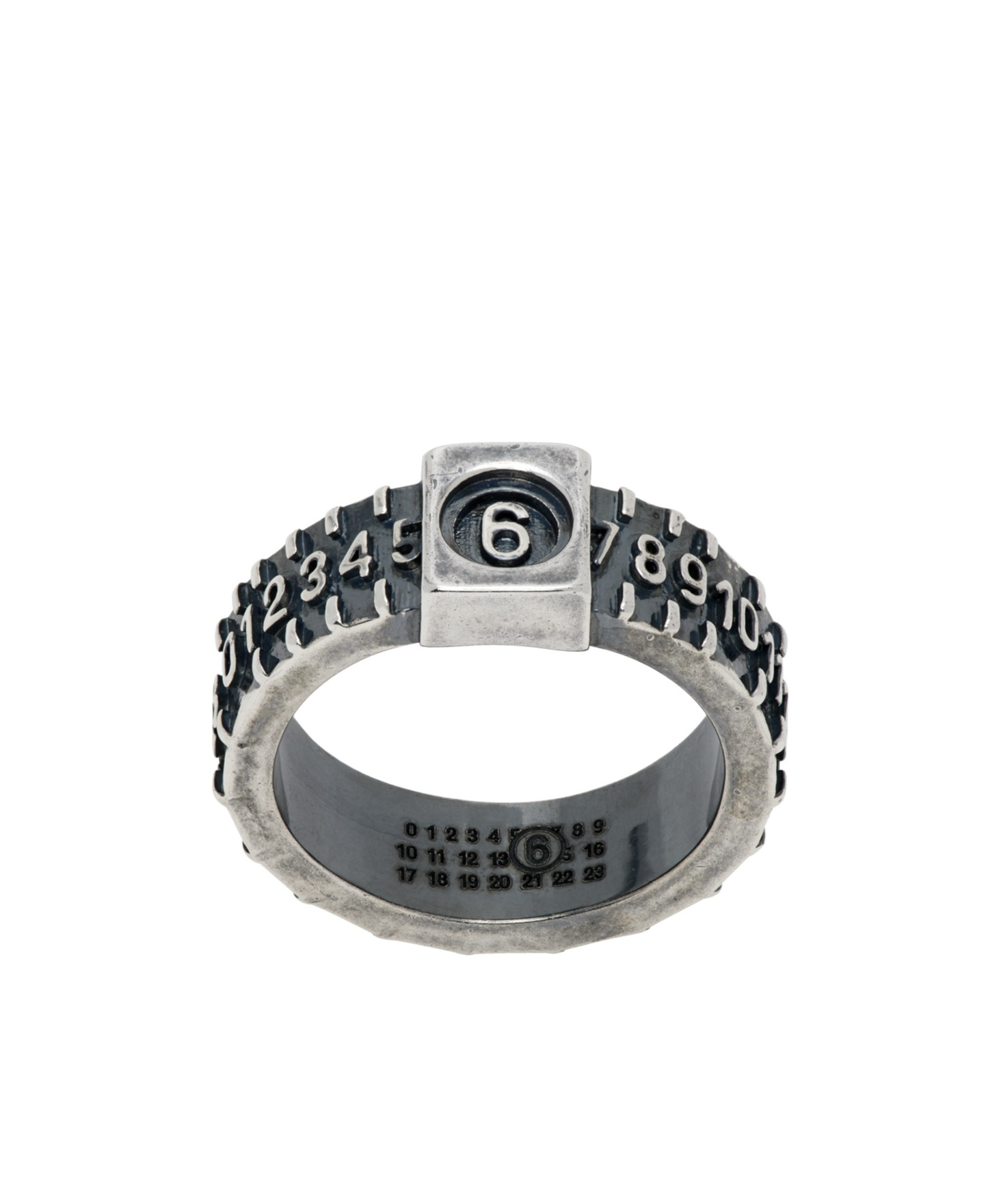 Mm6 Maison Margiela Logo Ring In Gray