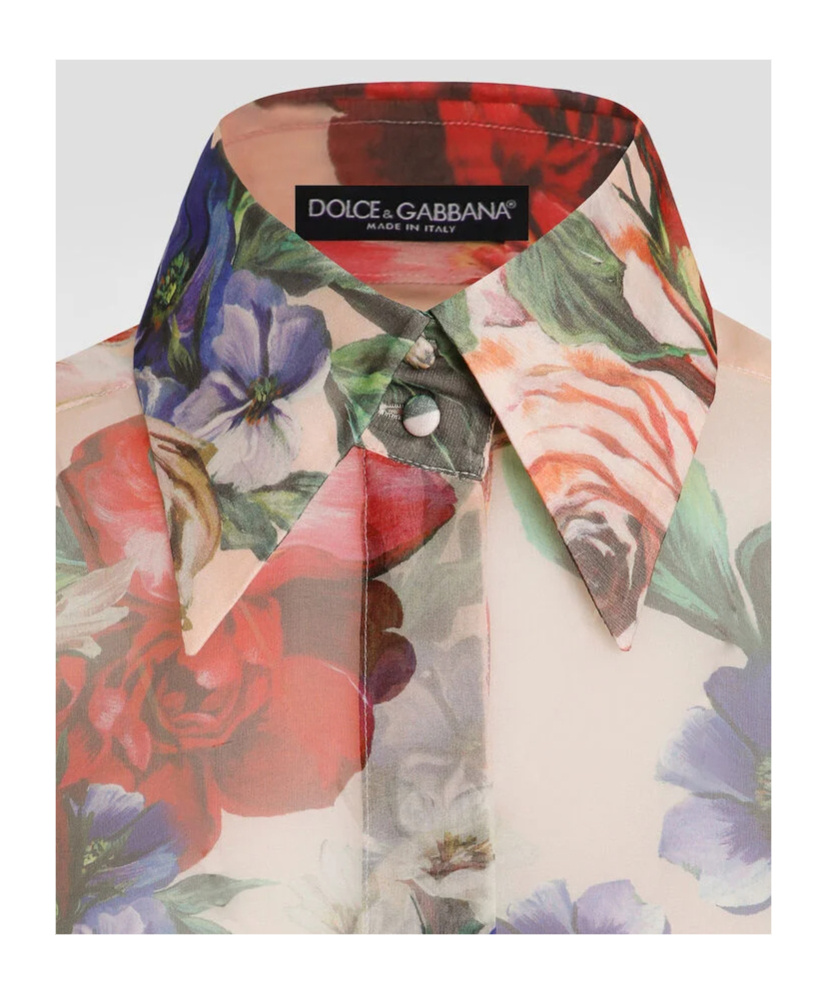 Shop Dolce & Gabbana Camellia-print Shirt In Nude