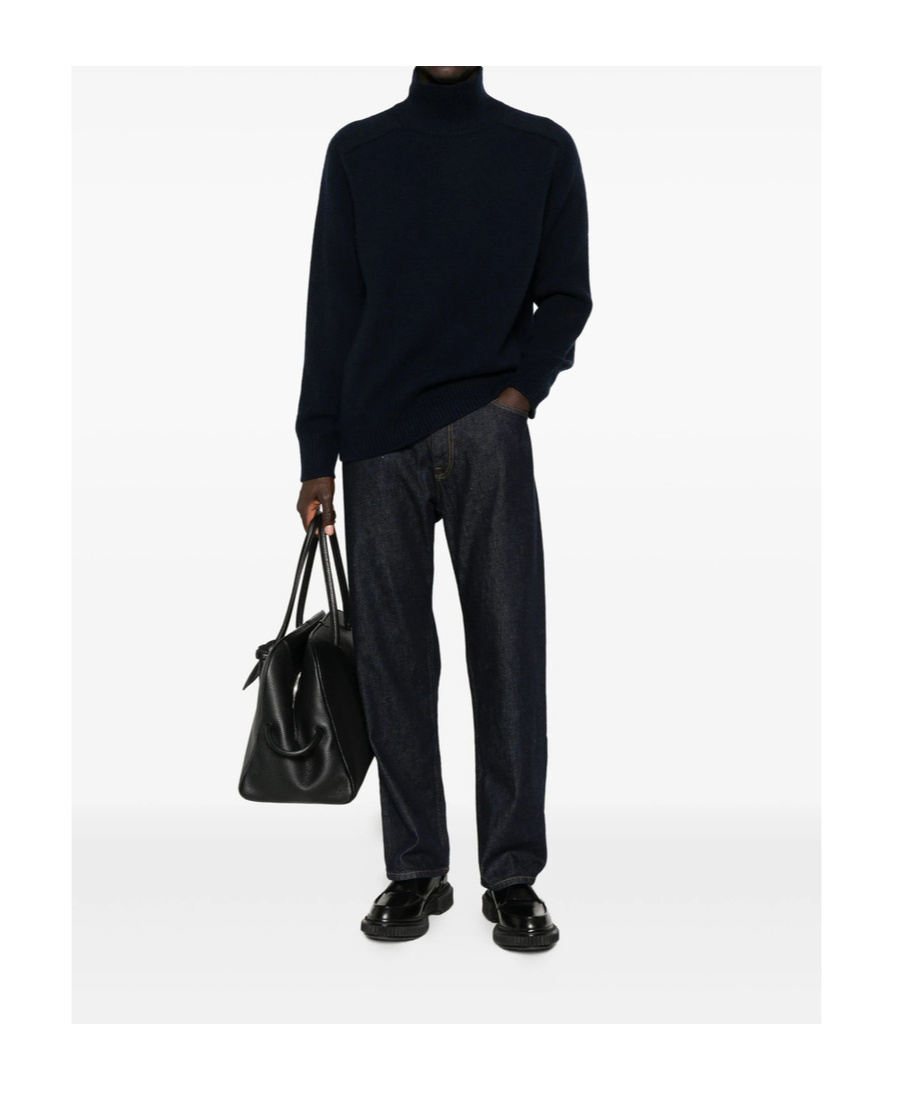 Soft Goat Roll-neck Cashmere Sweater In Blue