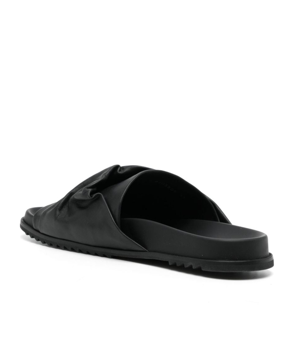 Rick Owens Leather Criss-cross Slides Open Toe In Black