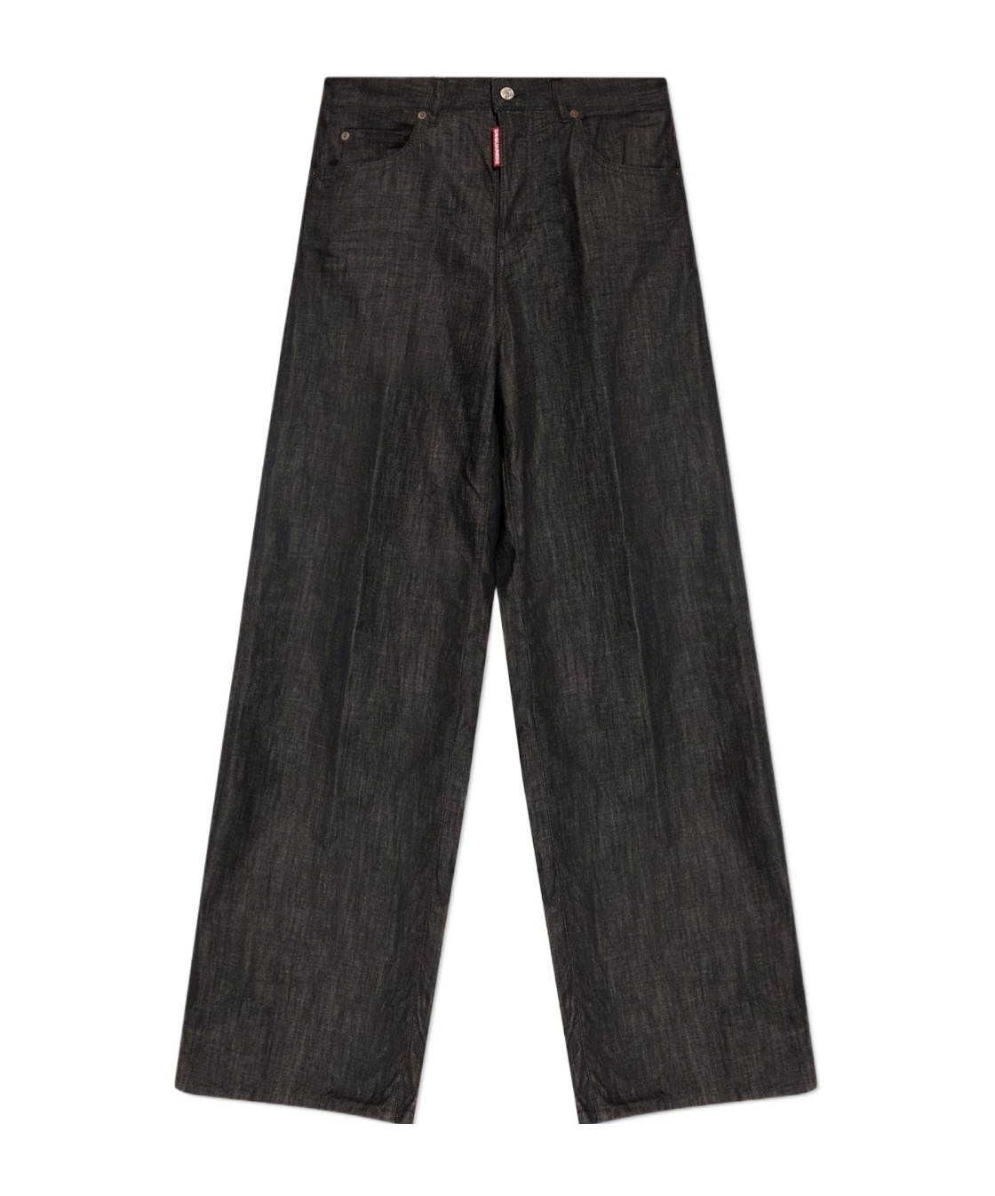Dsquared2 Traveller Mid Rise Denim Wide Jeans In Black