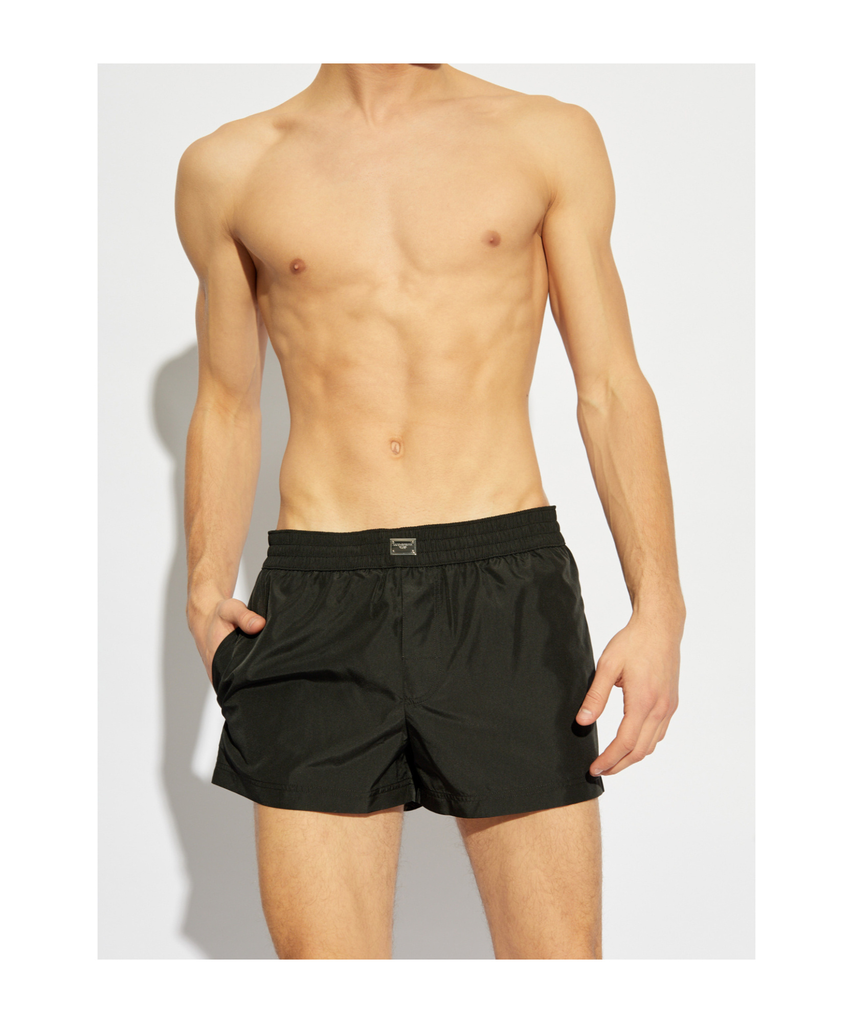 Dolce & Gabbana Elastic Waist Swimming Trunks In Black