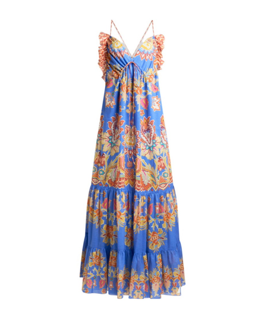 Etro Printed Open-back Cotton Voile Maxi Dress
