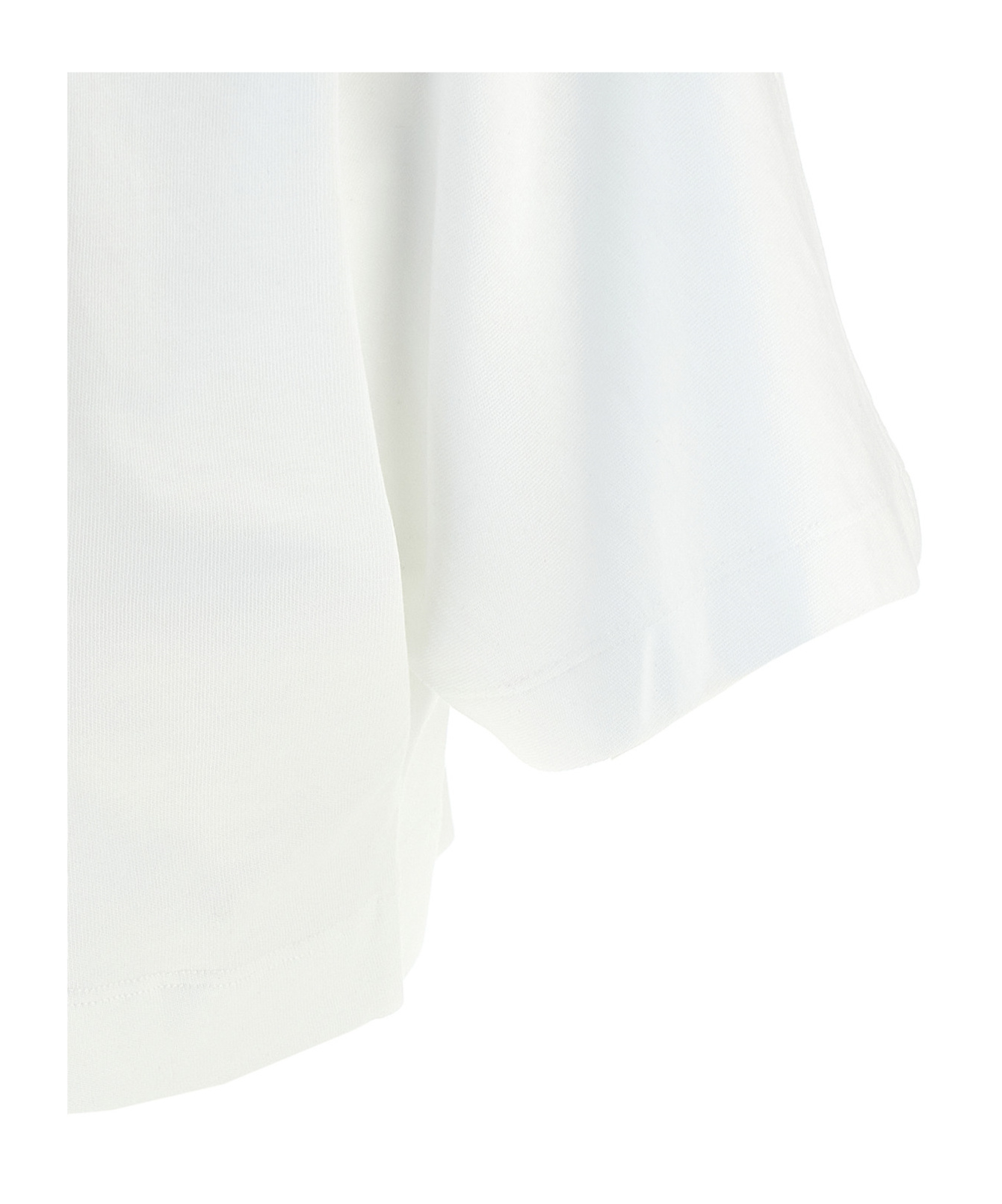 Pinko Short-sleeved Crop Top With Padded Shoulders In White