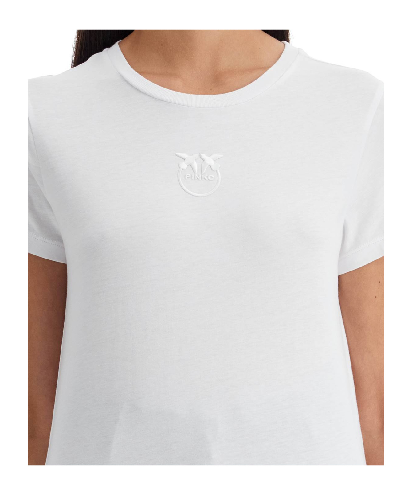 Shop Pinko Love Birds-embroidered T-shirt In White