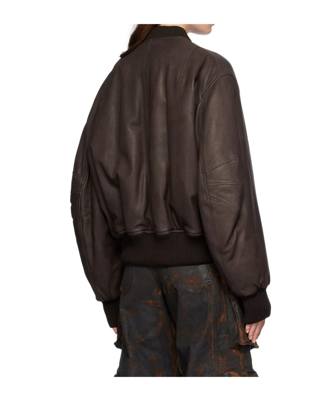 Attico Leather Oversized Anja Bomber Jacket In Black