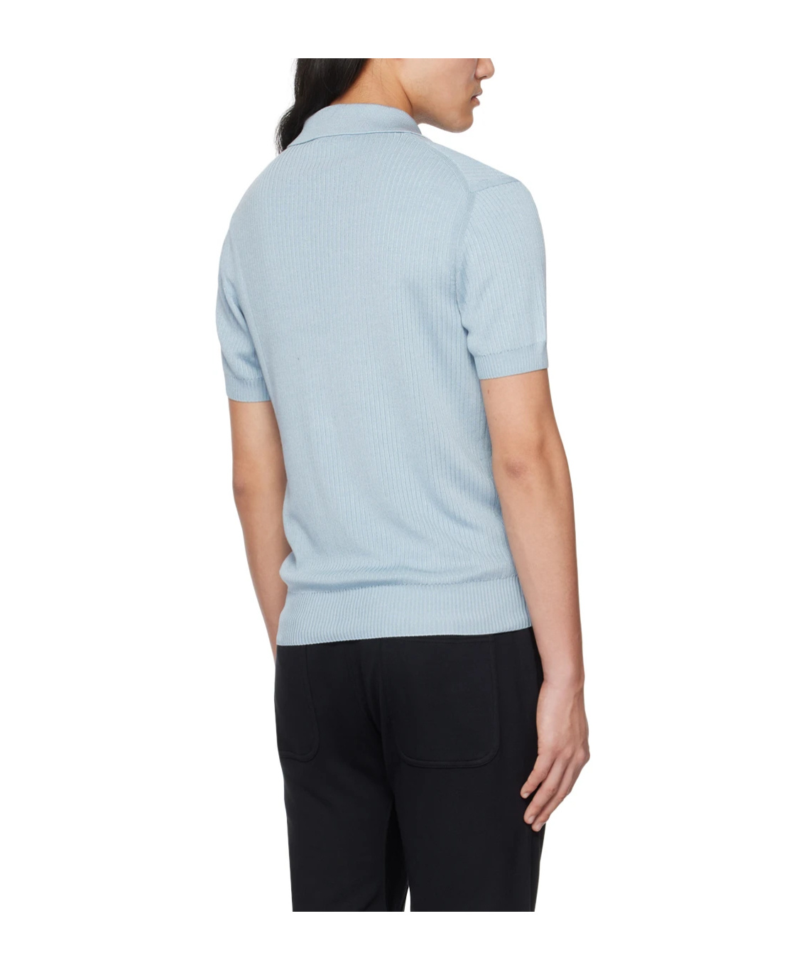 Tom Ford Blue Spread Collar Polo In Blue