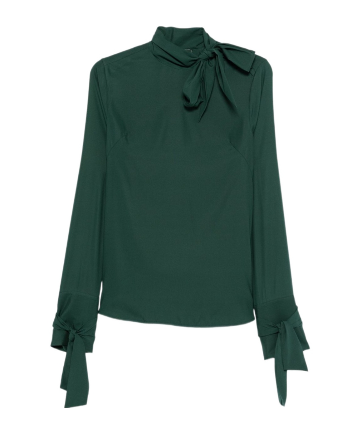 Ermanno Scervino Tie-neck Long-sleeve Blouse In Green