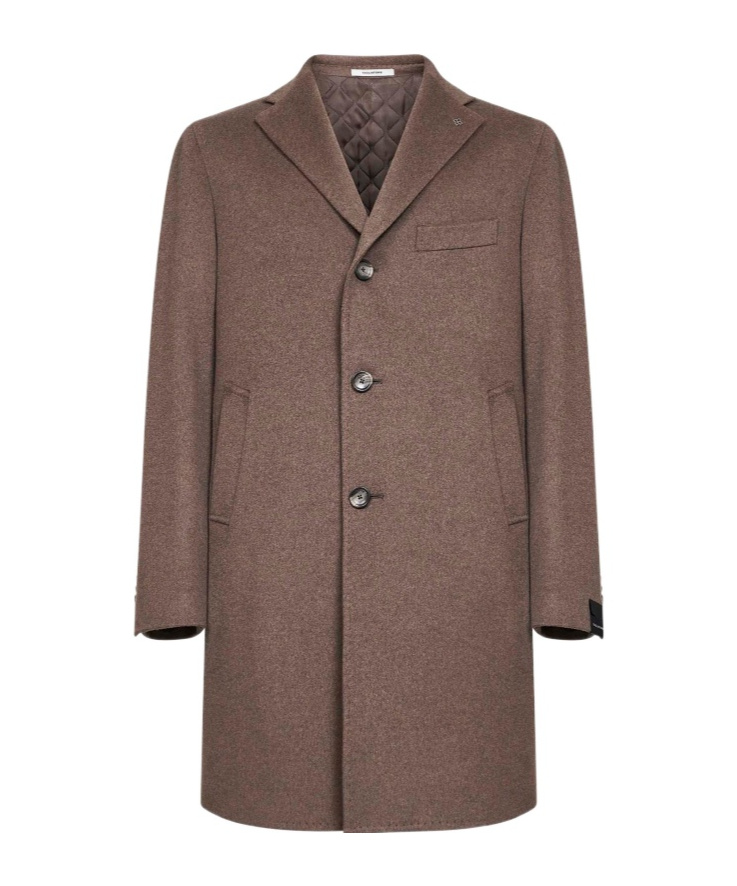 Tagliatore Tobacco Cashmere Single-breasted Coat In Brown