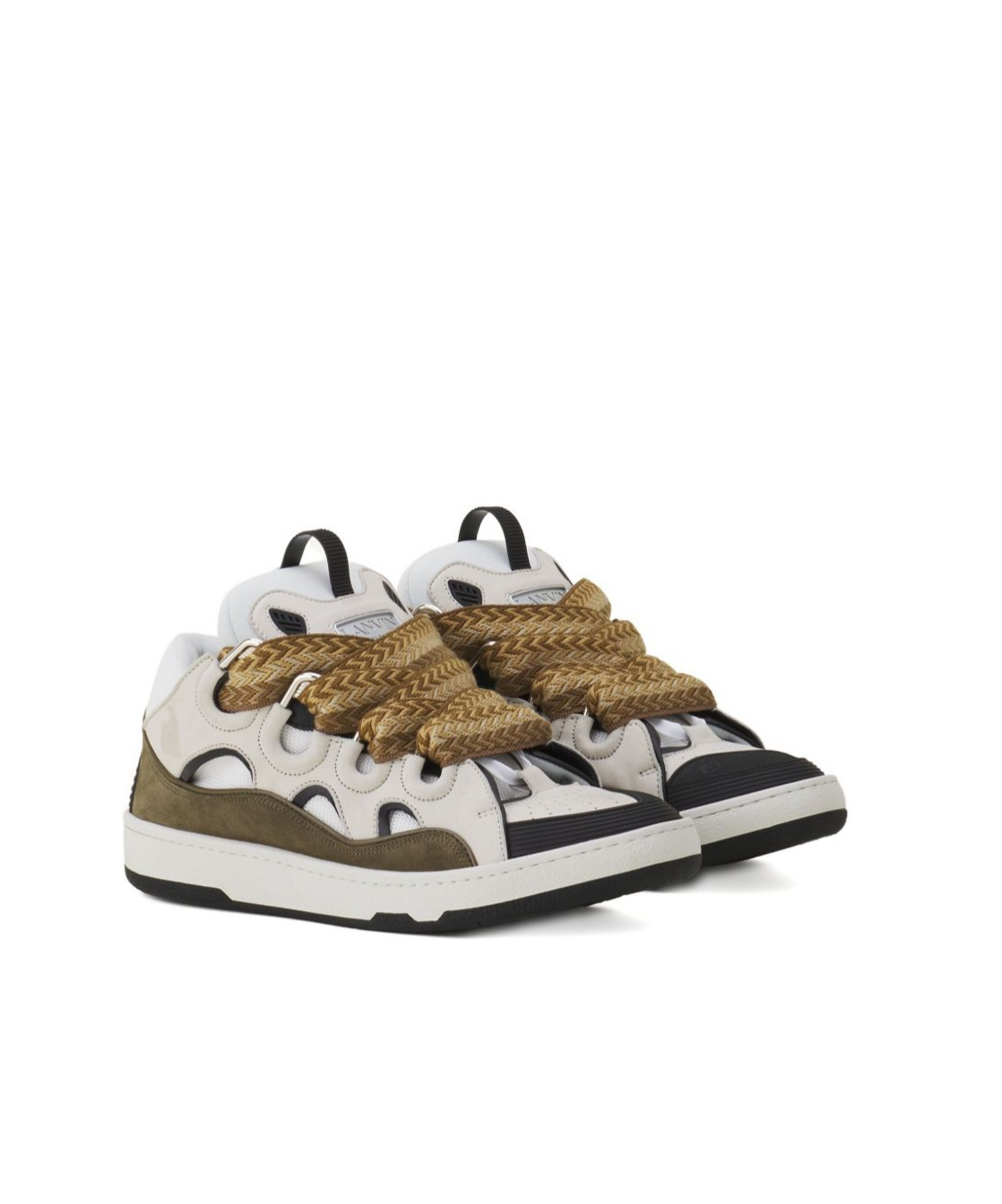 Lanvin Curb Sneakers In Grey Suede And Leather In Multi