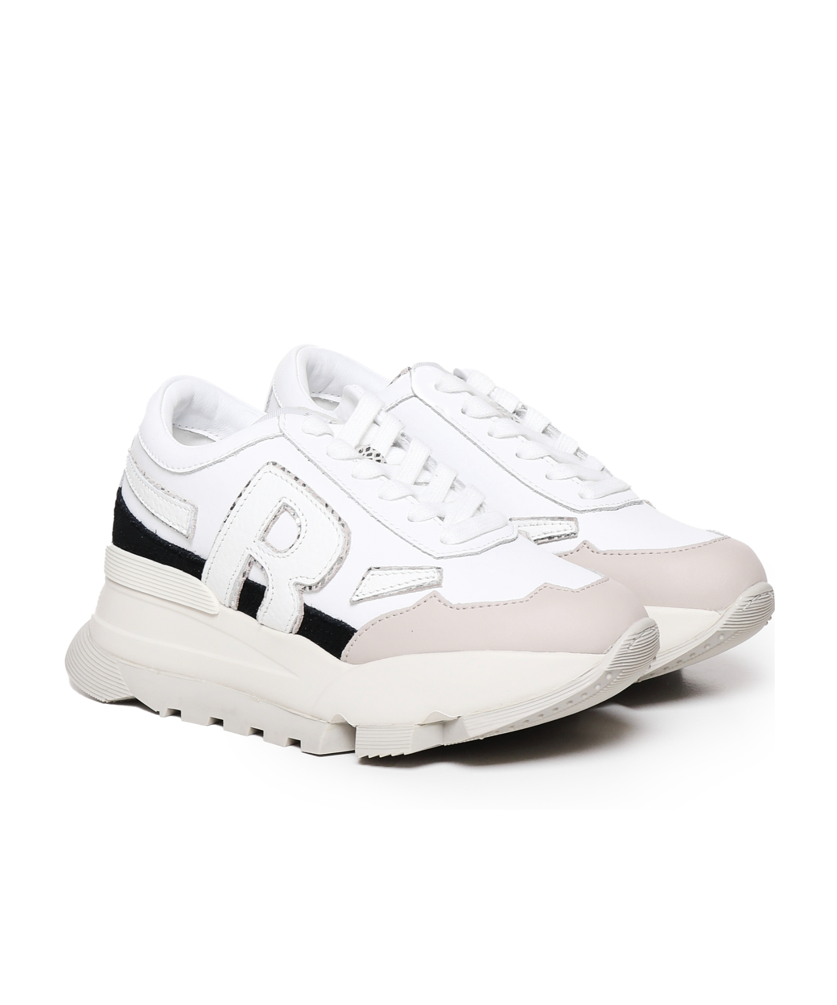 Ruco Line Thick Sole And Low-cut Casual Shoes In White