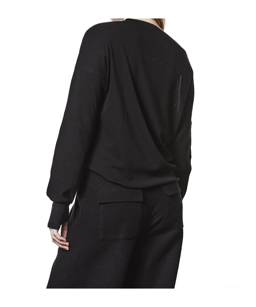 Thom Krom Oversize Longsleeve Mit Besticktem Wording Und Faden-detail In Black