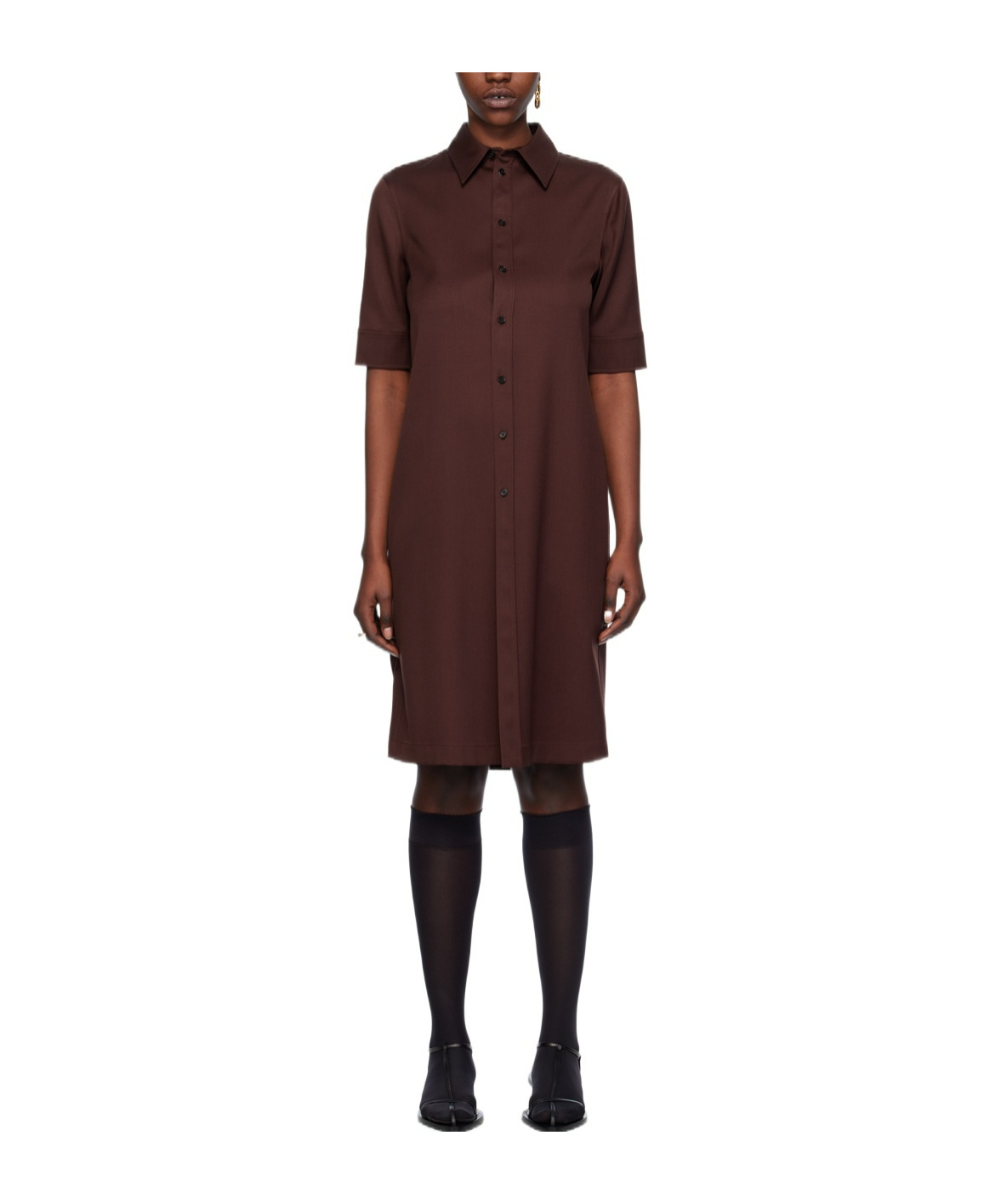 Jil Sander Shearing Wool Short-sleeved Dress In Red