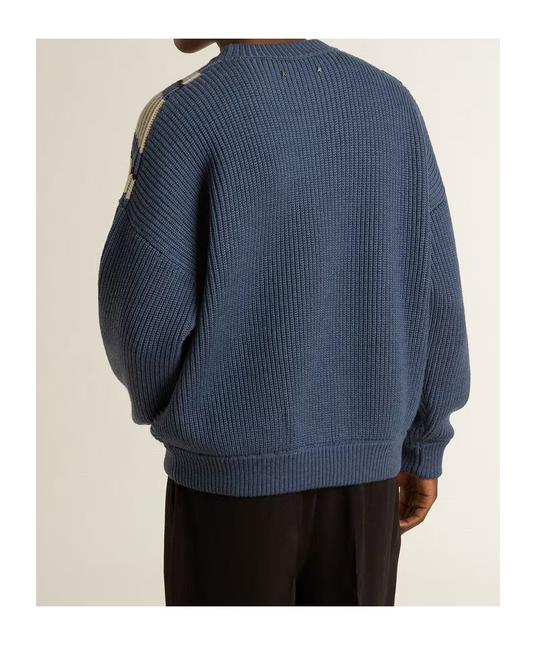 Golden Goose Jacquard Wool Sweater With Cream-colored Pattern Clothing In Blue