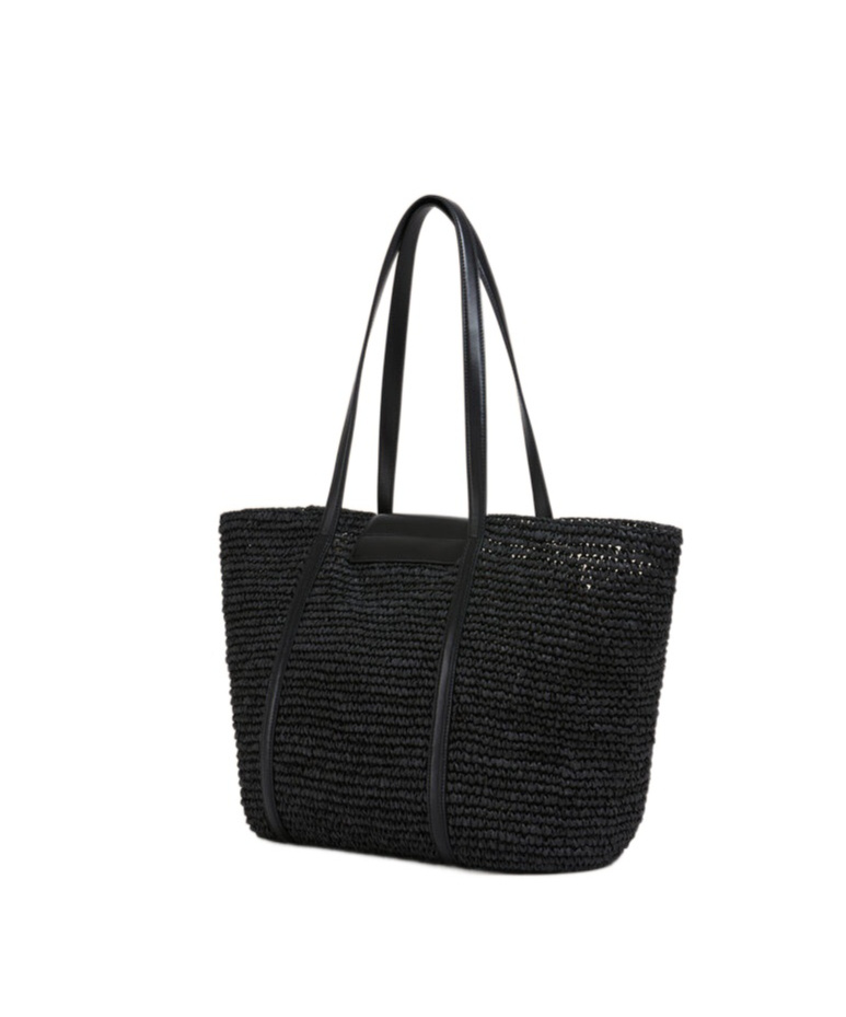 Shop Marni Medium Black Raffia-effect Trunkaroo Beach Bag
