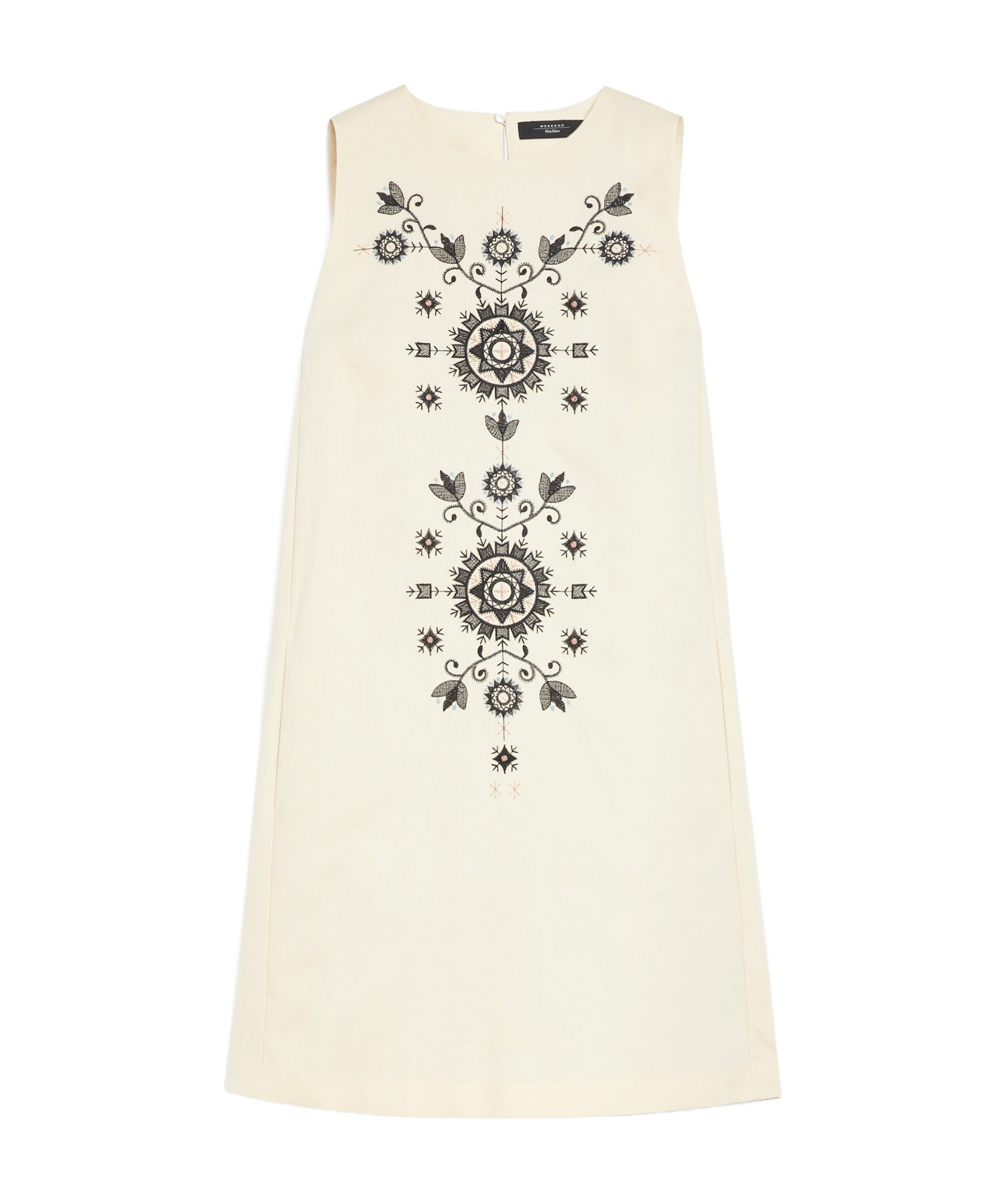 Weekend Max Mara Omens Donald Floral-embroidered Cotton-blend Mini Dress Ivory In White