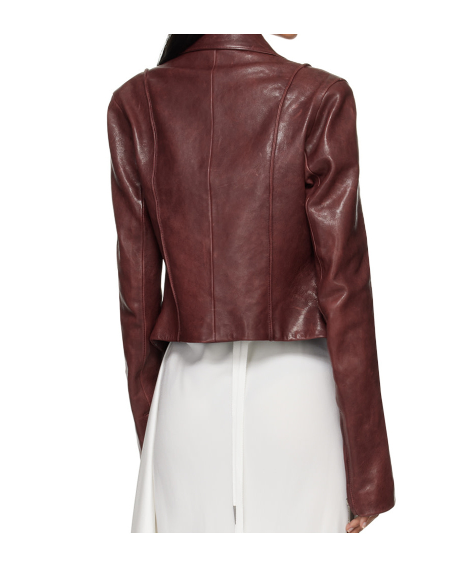 Ann Demeulemeester Long-sleeved Leather Jacket In White