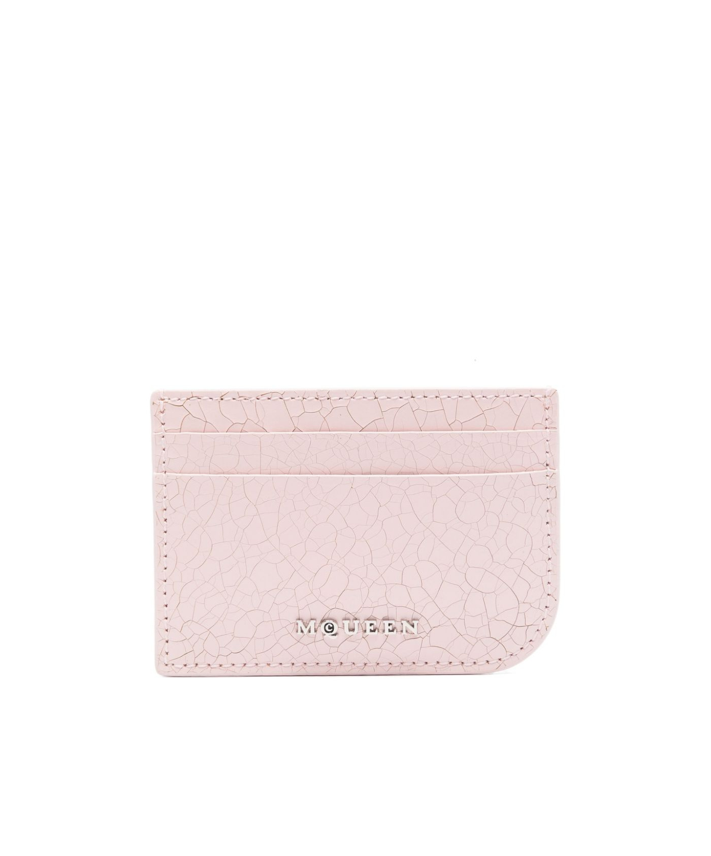 Alexander Mcqueen Cracked-effect Cardholder In Pink