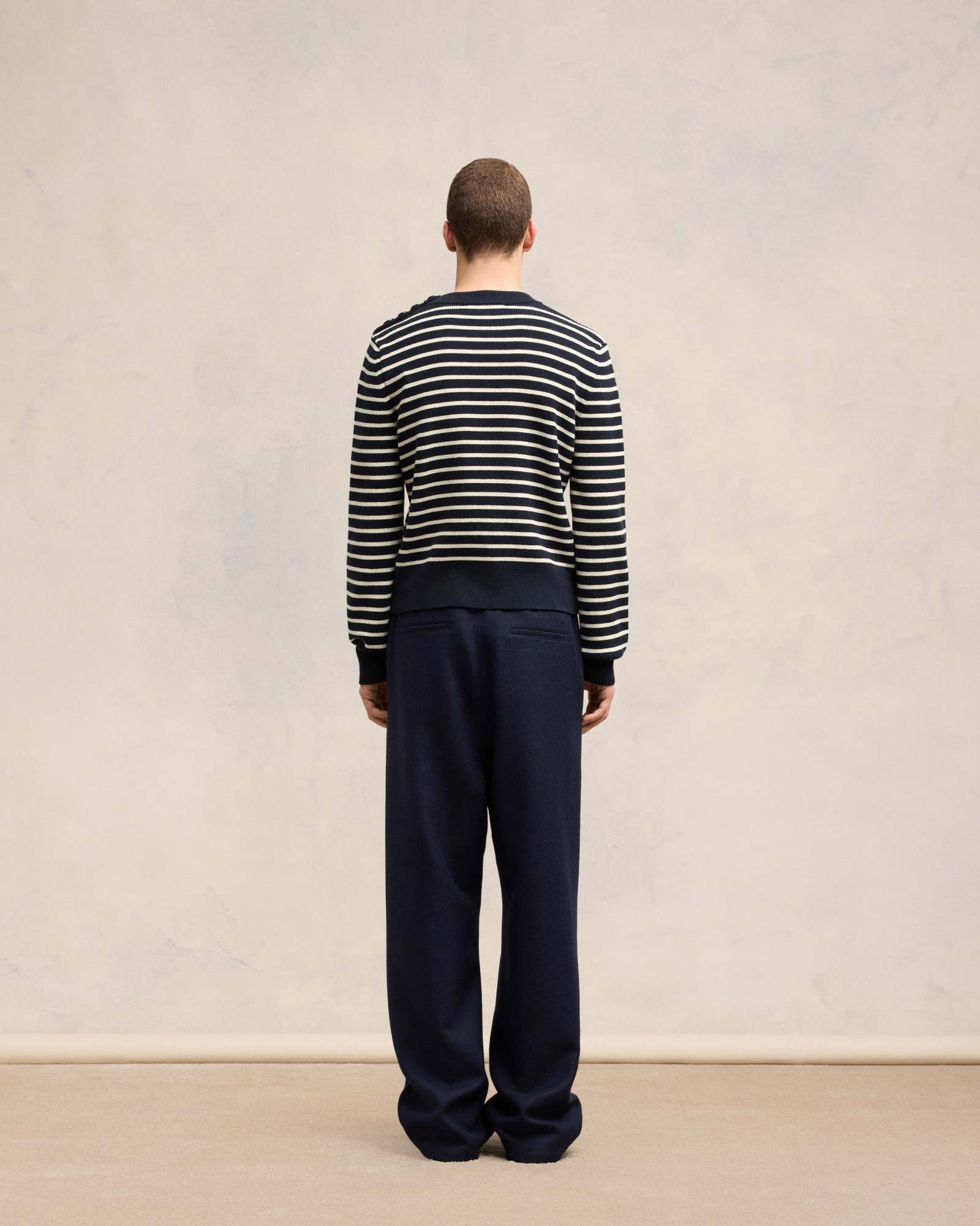 Shop Ami Alexandre Mattiussi Ami Alexandre Matiussi Striped Crewneck Sailor Jumper In Black