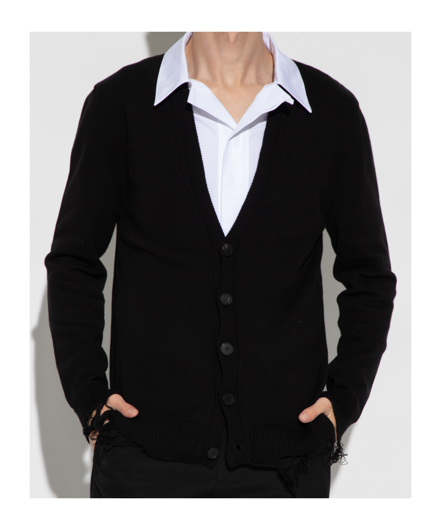 Givenchy Men's Intarsia Detail Cotton Cardigan In Black