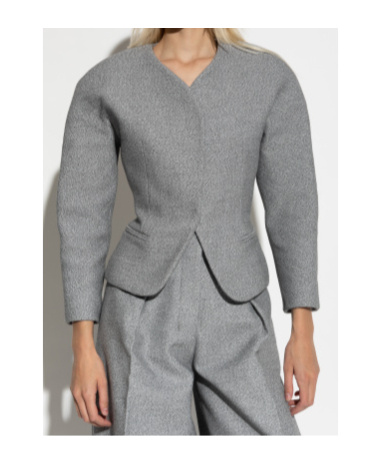 Jacquemus Textured-fabric Fitted Jacket In Gray