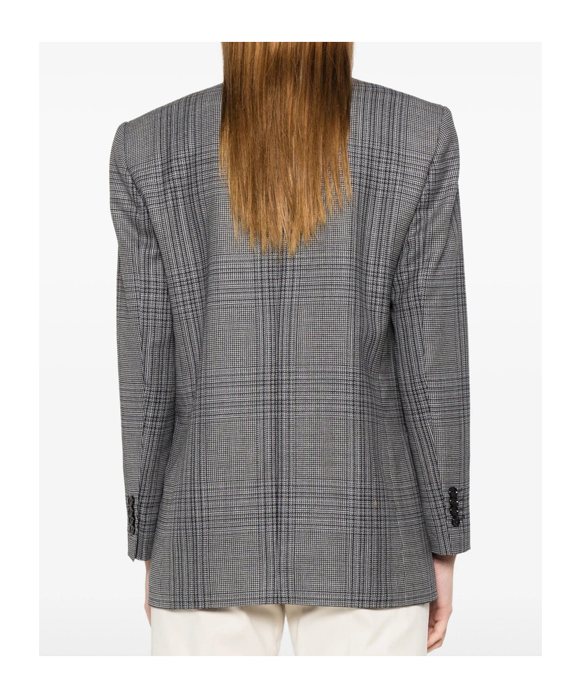 Lardini Double-breasted Checked Blazer In Gray