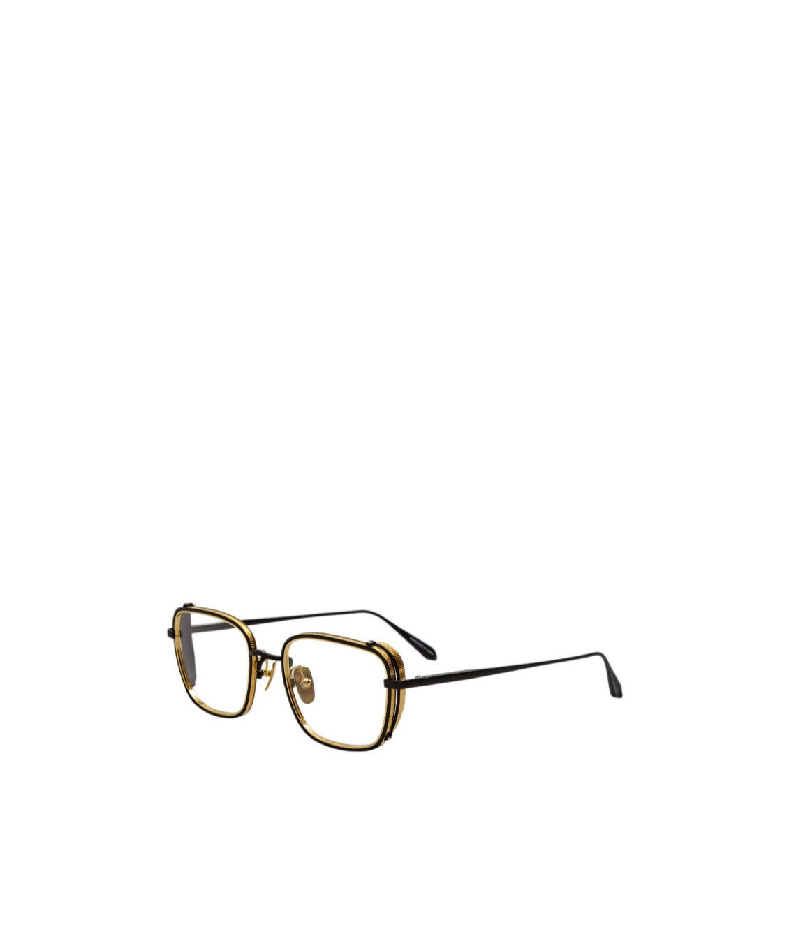 Linda Farrow Ofer Rectangular Optical Frame In Matt Nickel And 22k Yellow Gold In Black