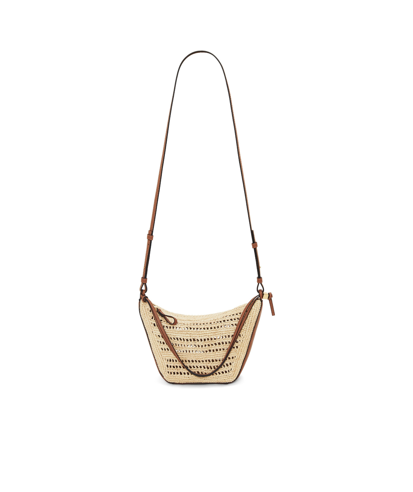 Shop Loewe Mini Hammock Hobo In Raffia And Calfskin In Nude