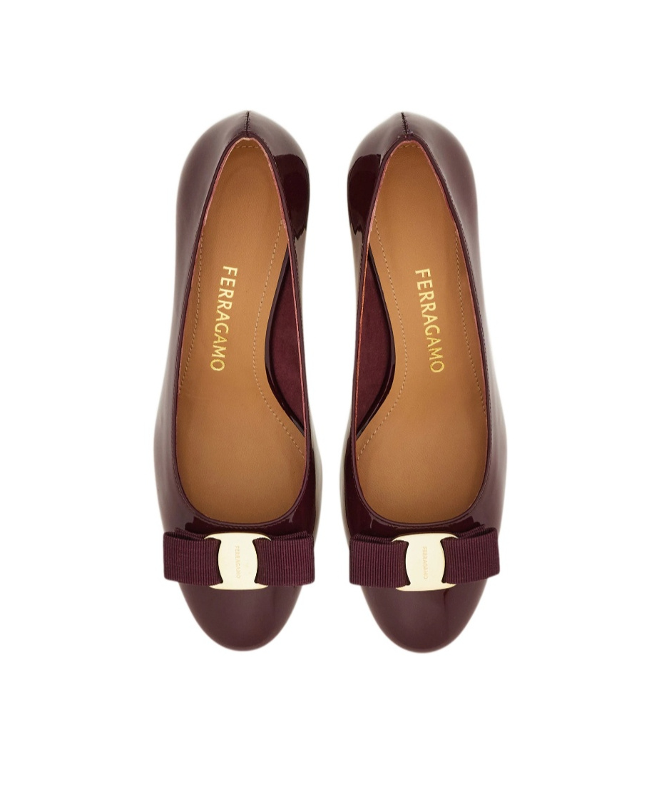 Ferragamo Vara Bow Block Heel Pump In Purple