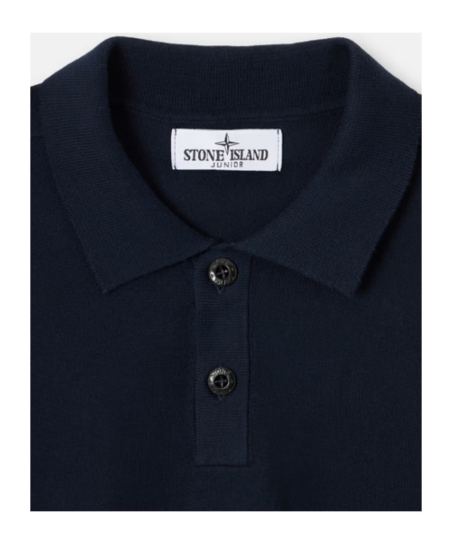 Stone Island Long-sleeve Polo Shirt With Ribbed Details In Blue