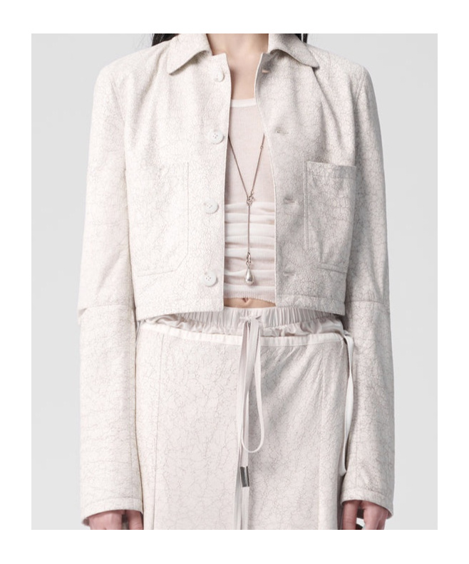 Ann Demeulemeester Phae Cropped Cropped Jacket In White