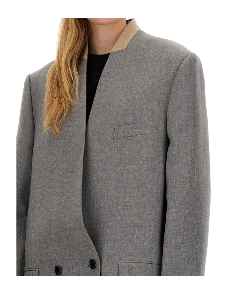 Moschino Double-breasted Coat In Gray