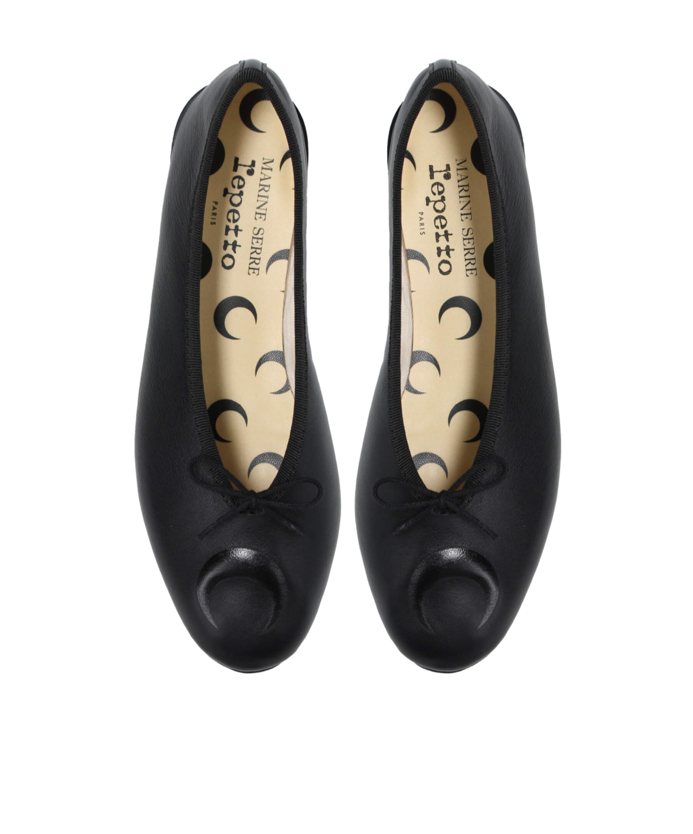 Marine Serre Black Repetto Edition Lilouh Soft Nappa Ballerina Flats In Black