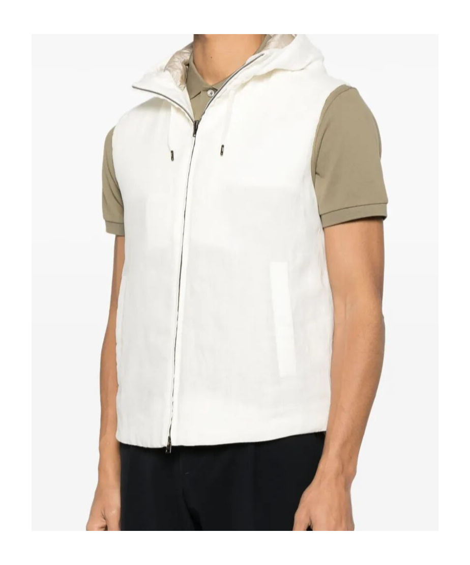 Herno White Padded Vest With Zip Front In White
