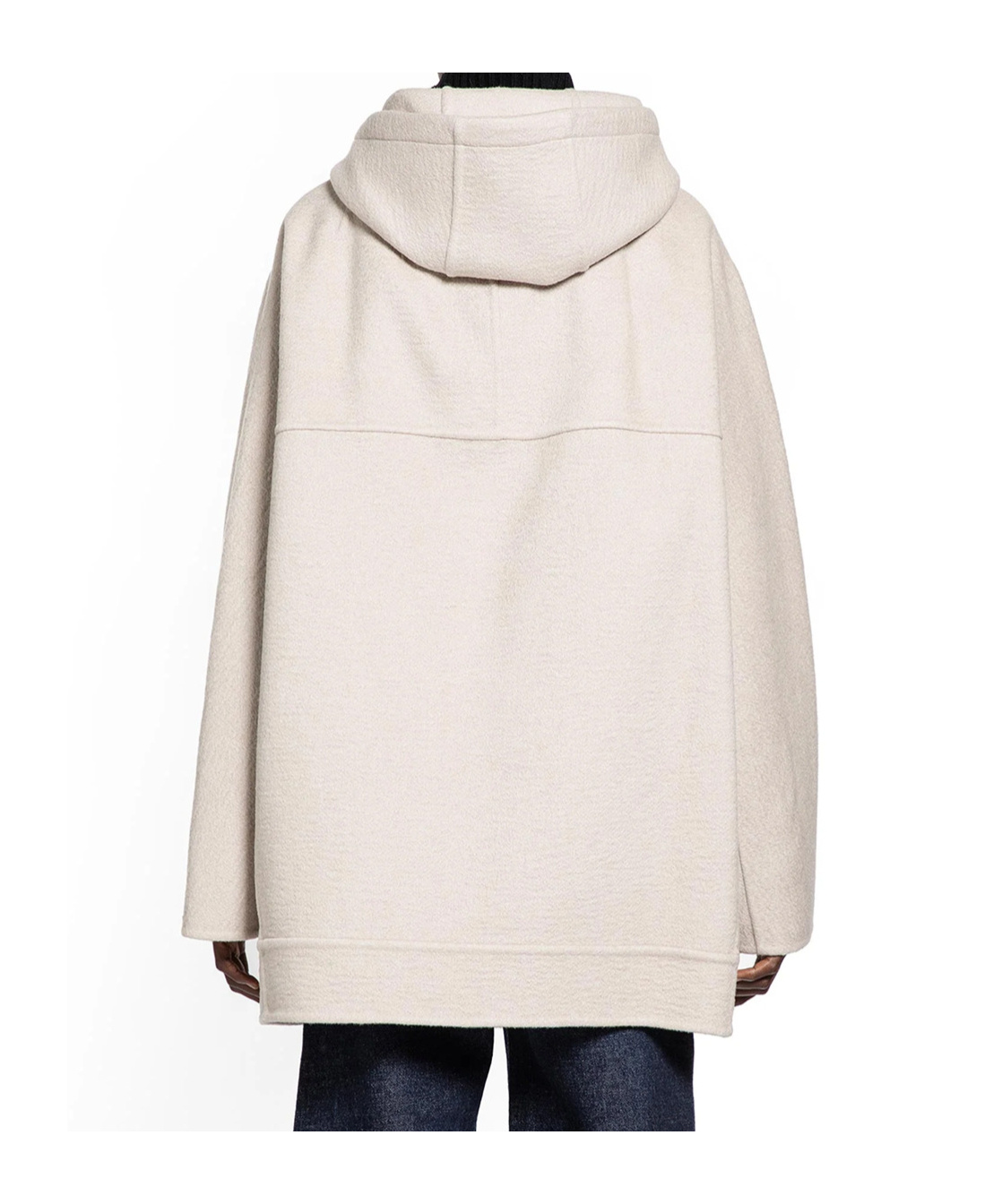 Max Mara Double-layer Pure Cashmere Sweatshirt Coat In White