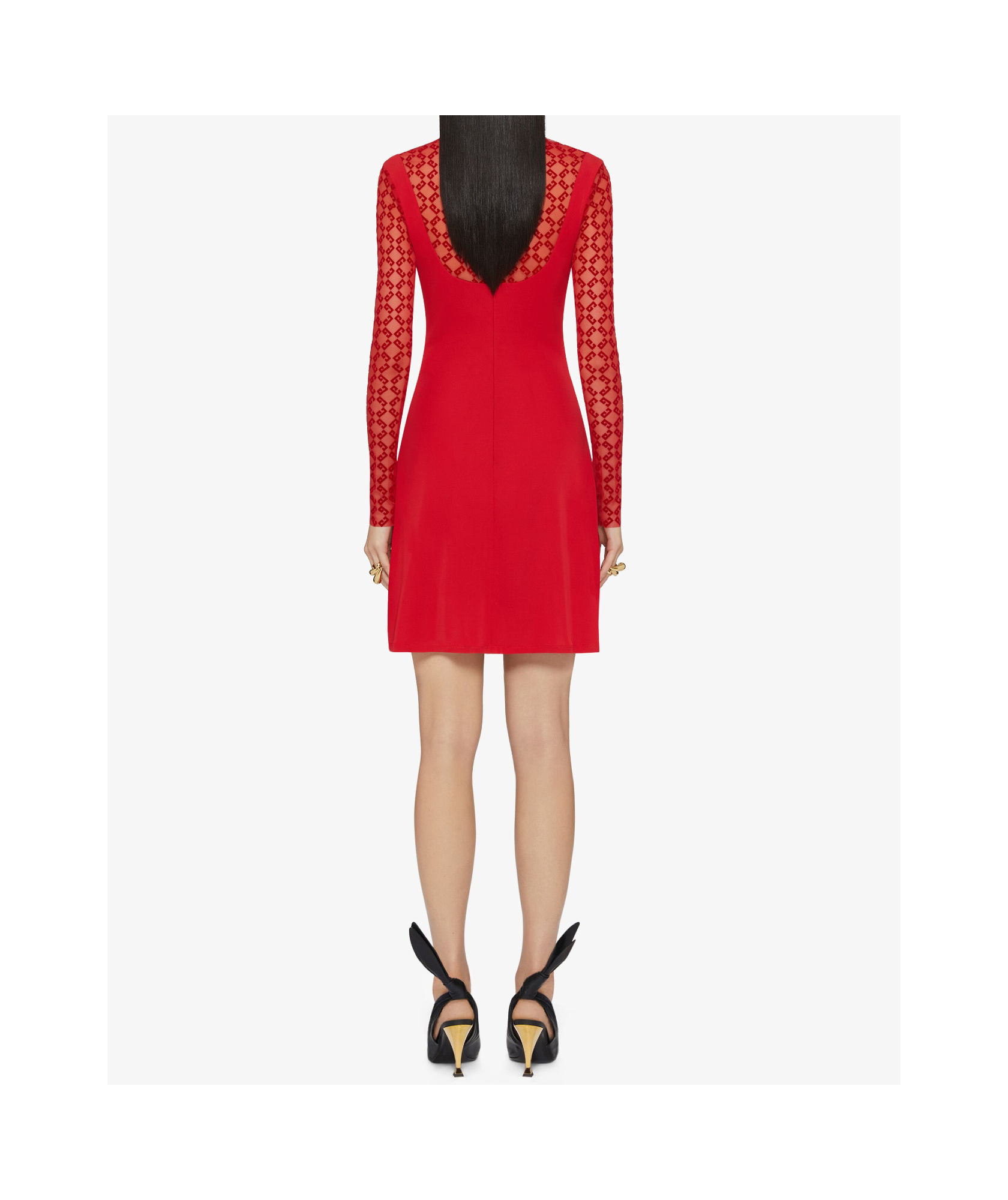 Givenchy Dress In Jersey And Monogram 72 Tulle In Red