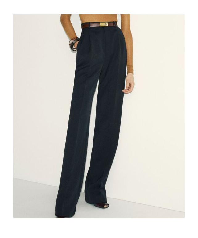 Saint Laurent High Waist Straight Leg Pants In Black