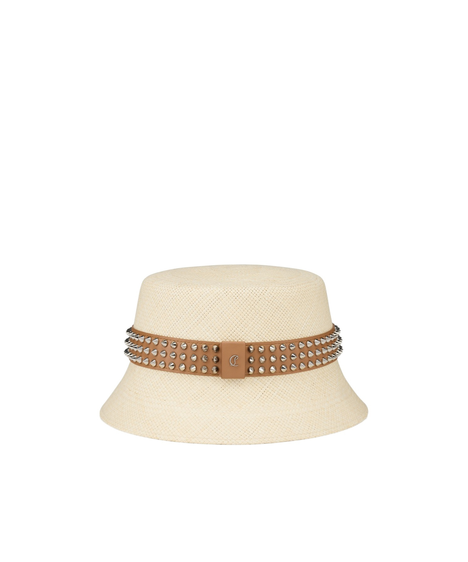 Christian Louboutin Leather-trim Studded Bucket Hat In Nude