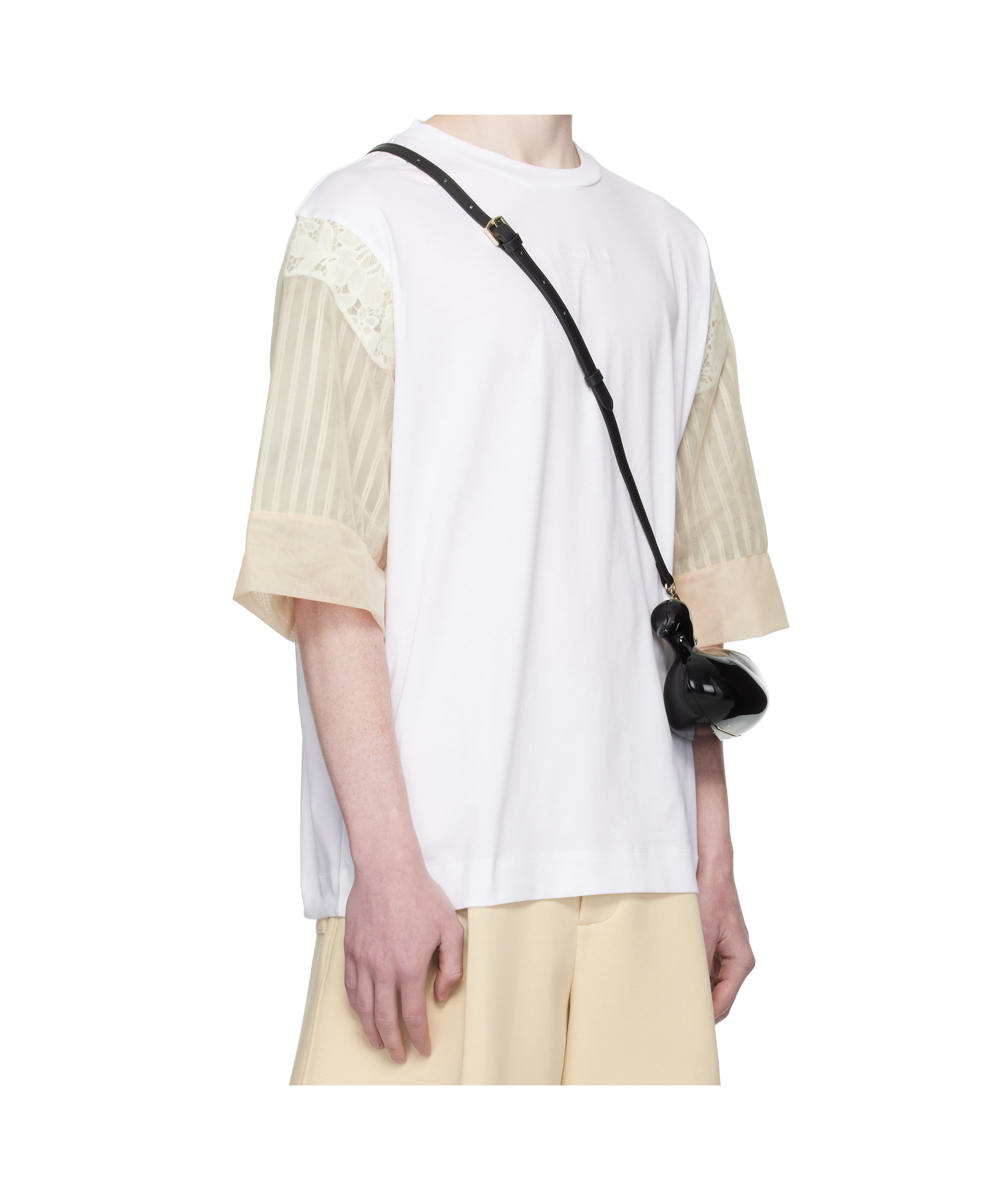 Simone Rocha White Trapped Lace Patchwork T-shirt In White