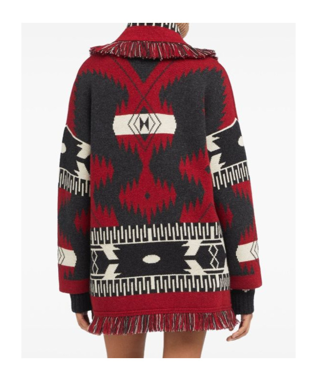 Alanui Jacquard Cashmere Cardigan Shawl Collar In Red