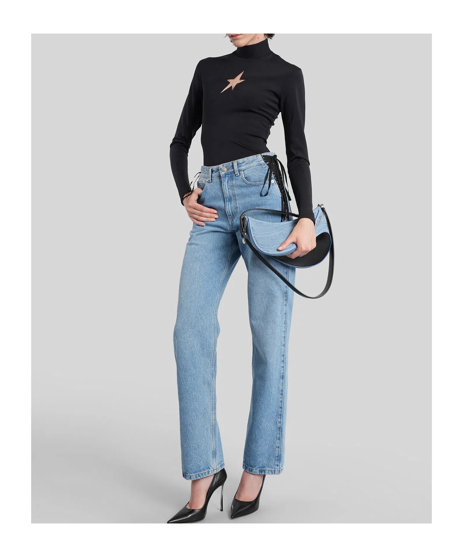Mugler Openwork Detail Blouse In Black