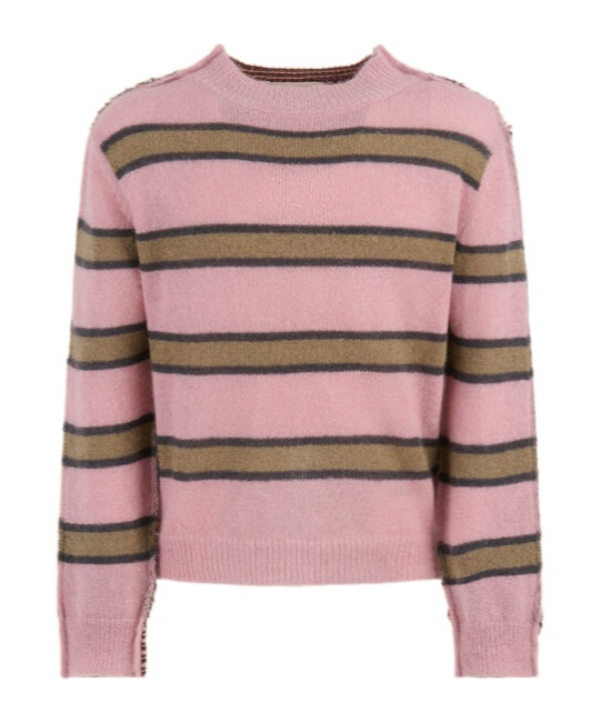 Marni Pink Striped Mohair Sweater In Pink